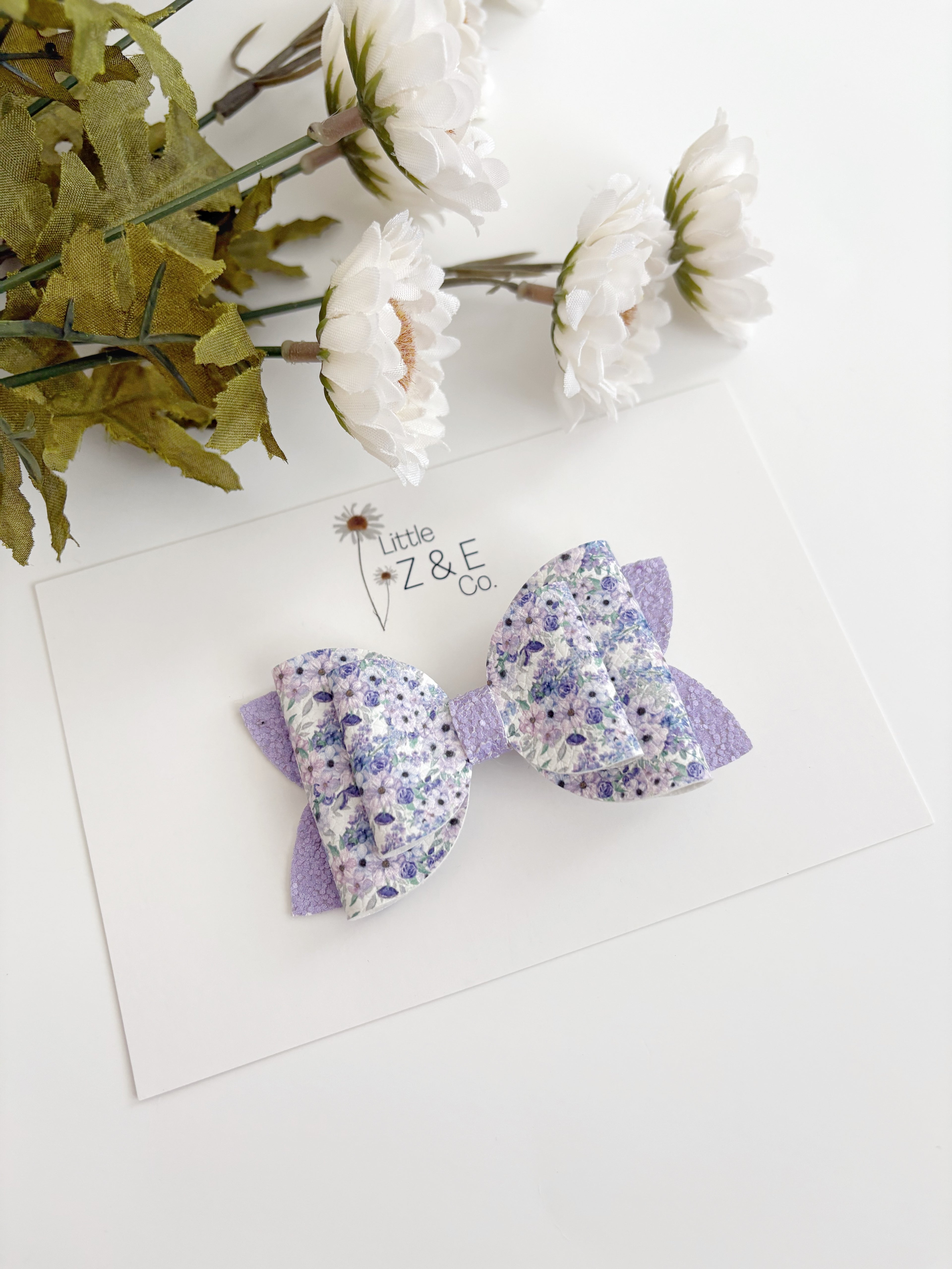 Purple Floral Hair Bow