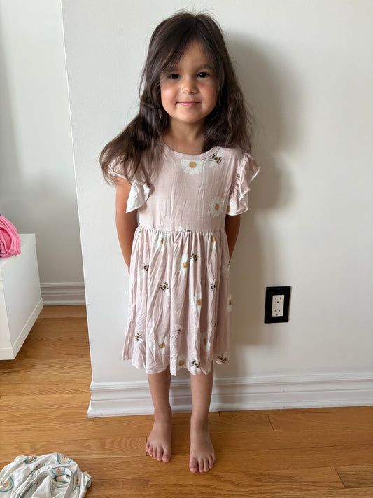 Bees & Blooms Short Sleeve Twirl Dress