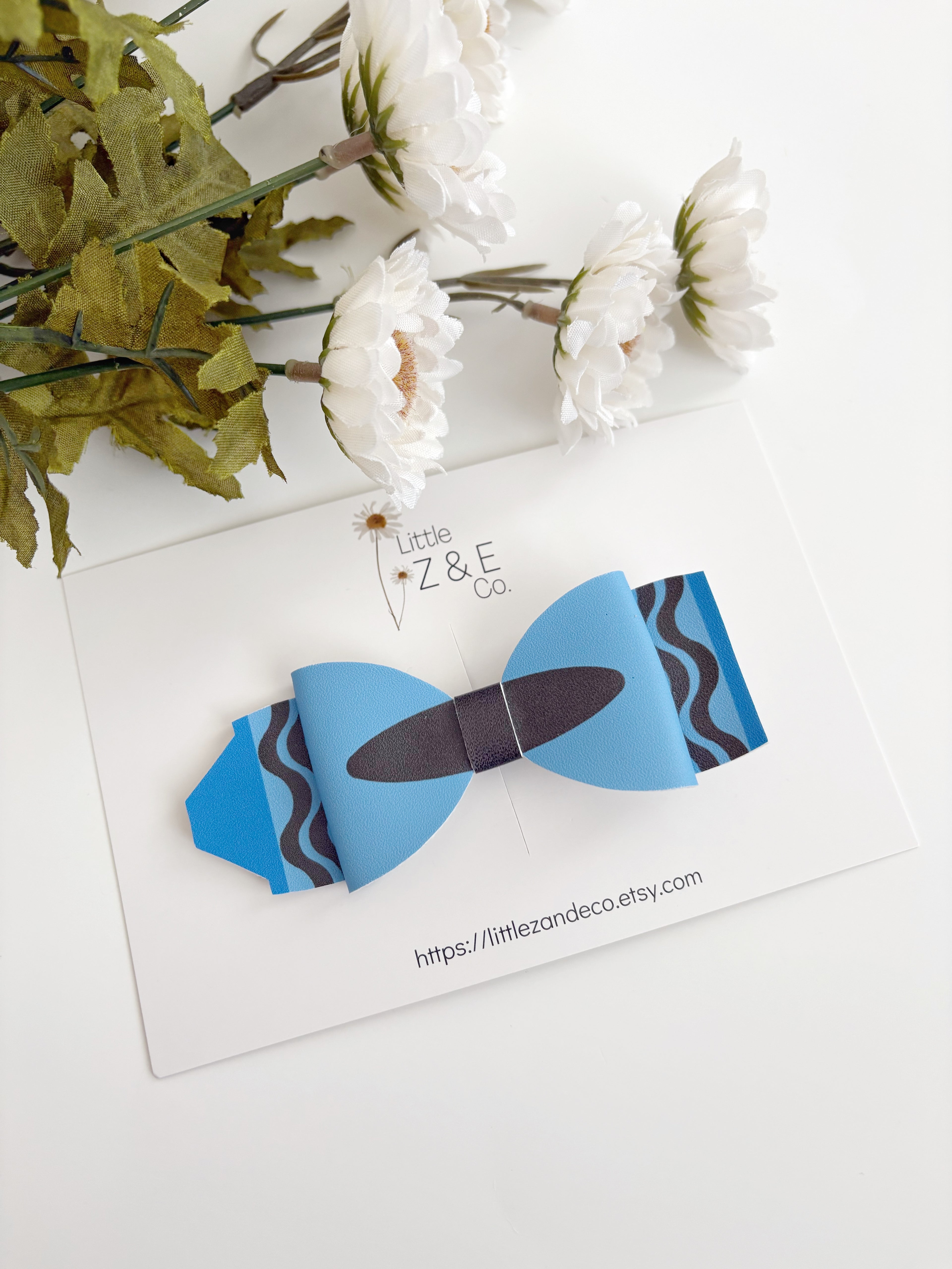 Blue Crayon Hair Bow