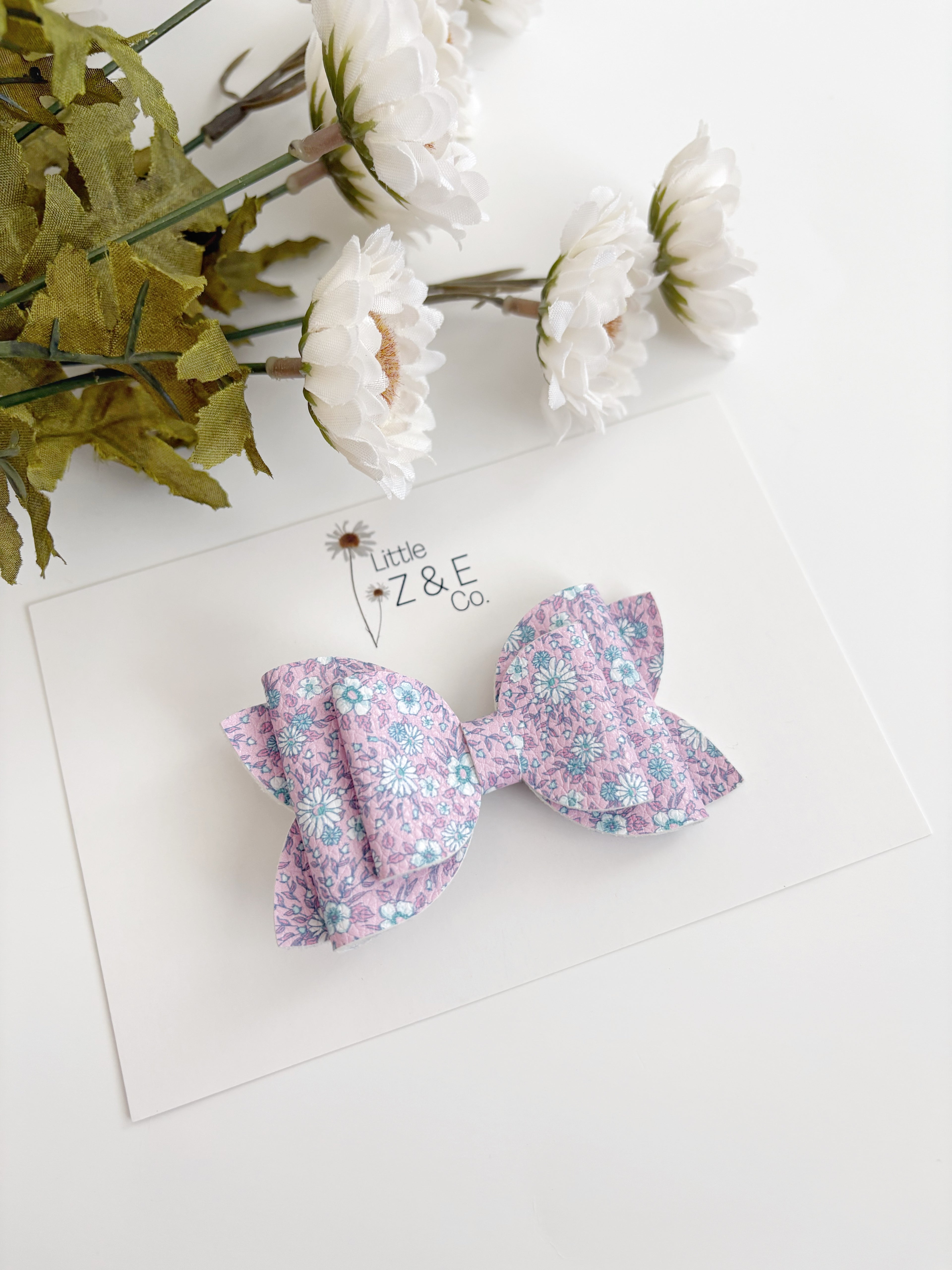 Pink & Purple Floral Hair Bow