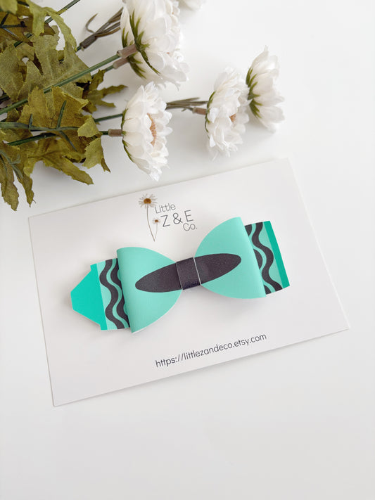 Turquoise Crayon Hair Bow