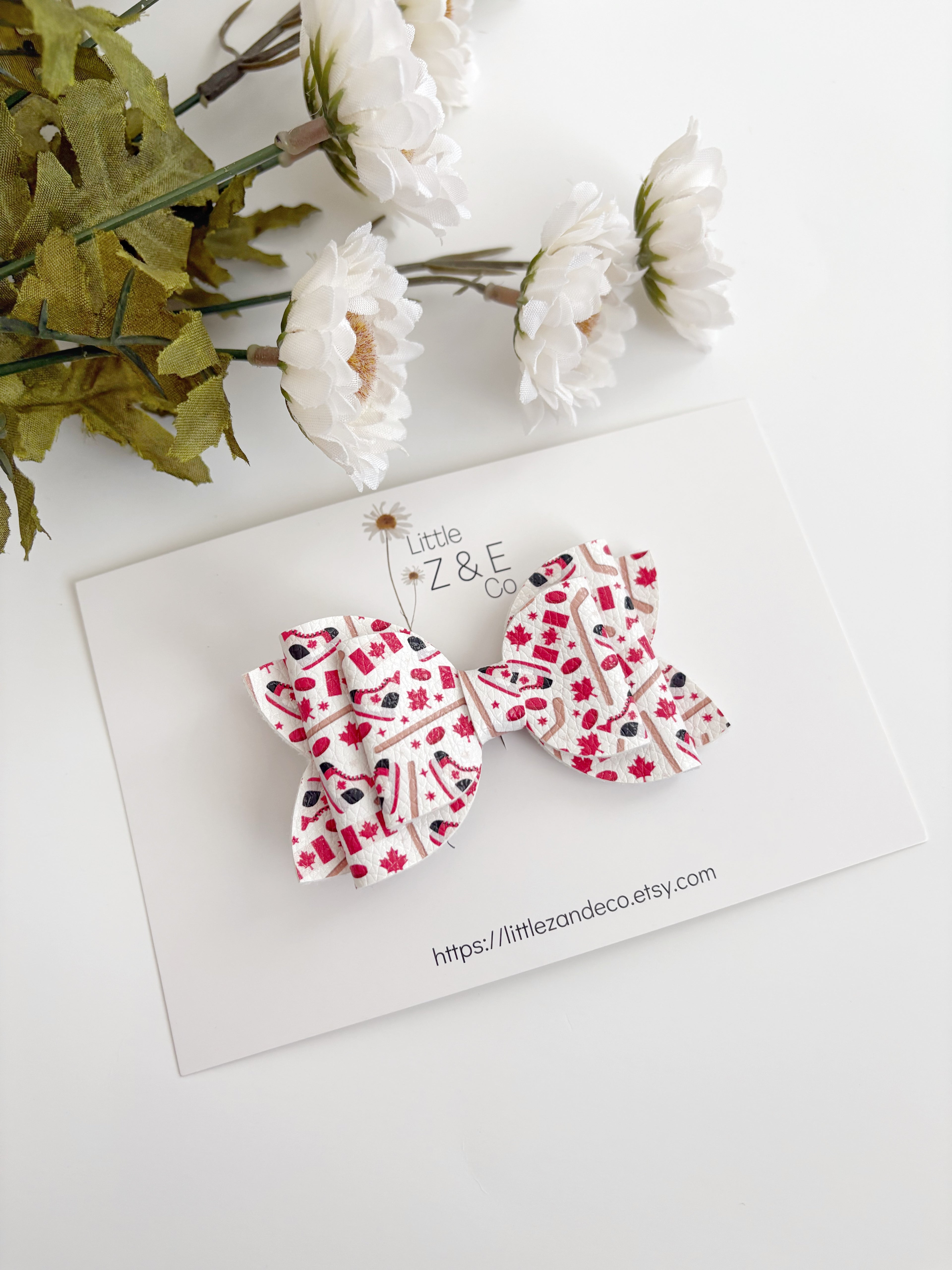 Canadian Hockey Hair Bow
